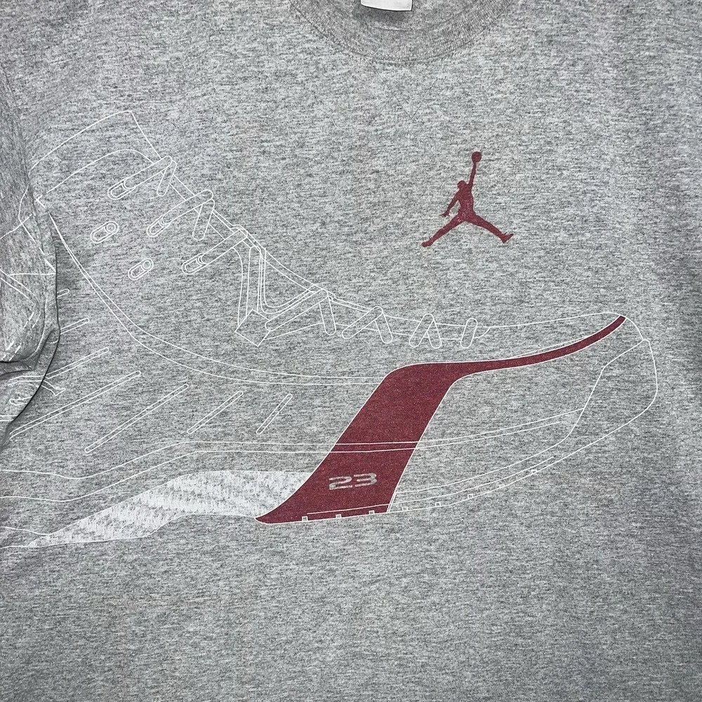 VTG Air Jordan T Shirt Men's Size L Heather Grey Sneakers 2-Side #23 Jumpman Tee